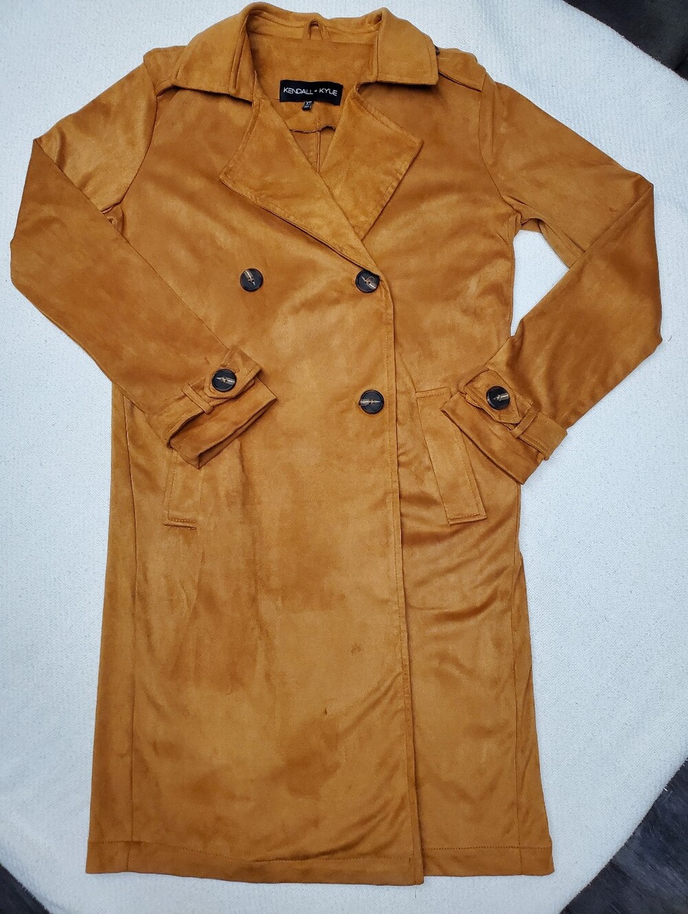 Kendall + Kylie Faux Suede Trench Coat — Size XS